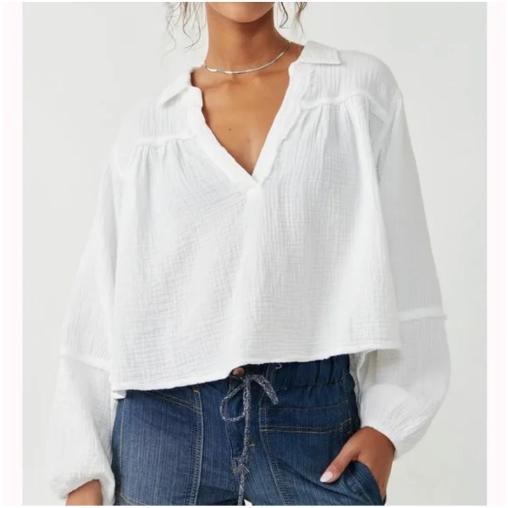 We The Free Free Prople White Cotton blouse. Size M